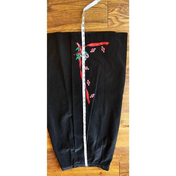 Vintage Eagle's Eye‎ Black Velvet Christmas Holiday Maxi Skirt Candy Canes 26 8 - Picture 5 of 8